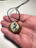 Abalone Shell Antler Pendant Necklace