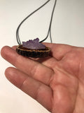 Amethyst Flower Walnut Pendant Necklace