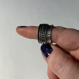 Spinning Rainbow Moonstone Sterling Silver Ring, Size 7