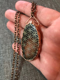 Flower of Life Agate Copper Pendant Necklace