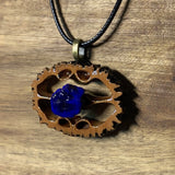 Azurite Blueberry Geode Walnut Pendant Necklace