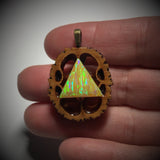Aura Opal Triangle Walnut Pendant Necklace