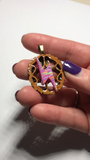 Aura Opal Lightning Bolt Walnut Pendant Necklace