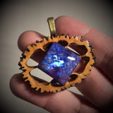 Purple Rainbow Moonstone Walnut Pendant Necklace
