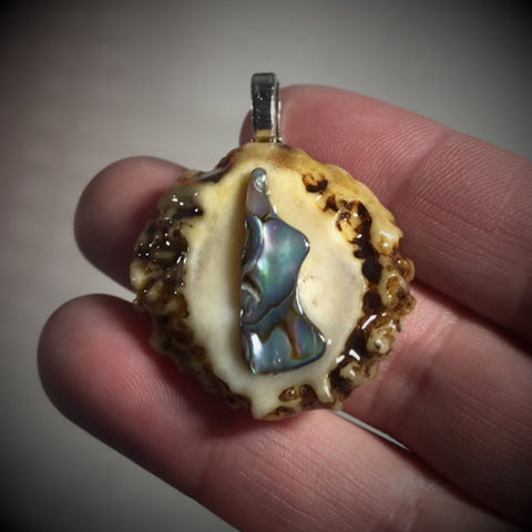 Abalone Shell Antler Pendant Necklace